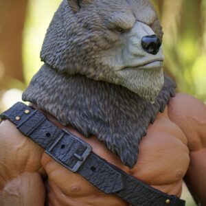 Serious Bear (OGRE SIZE) plus fur neck piece painted headscult