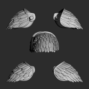 Gwawrddu (bird knight) feathered pauldrons (pair)