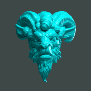 Karnyx (cabra) big horns sideburns and hair