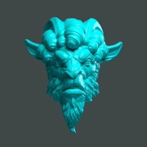 Karnyx (cabra) small horns sideburns and hair