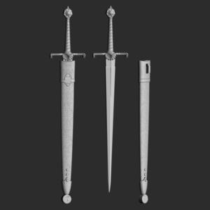 Clefydd mawr sunflower sword with scabbard