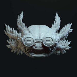 Axolotl angry expression with googles