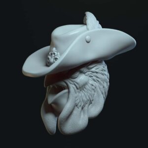 Rooster open mouth with cowboy hat