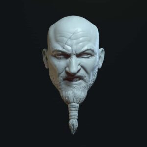 Viking Locke  bald angry expression with tied beard
