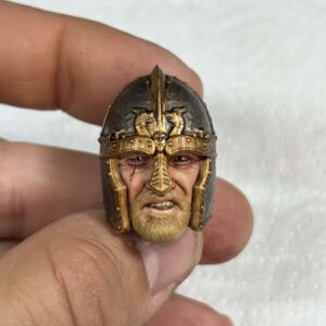 Viking silver helmet painted headsculpt